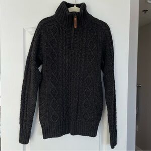 Fatface Dark Gray Heathered Quarter Zip Sweater Size XS Wool Warm Winter Cozy